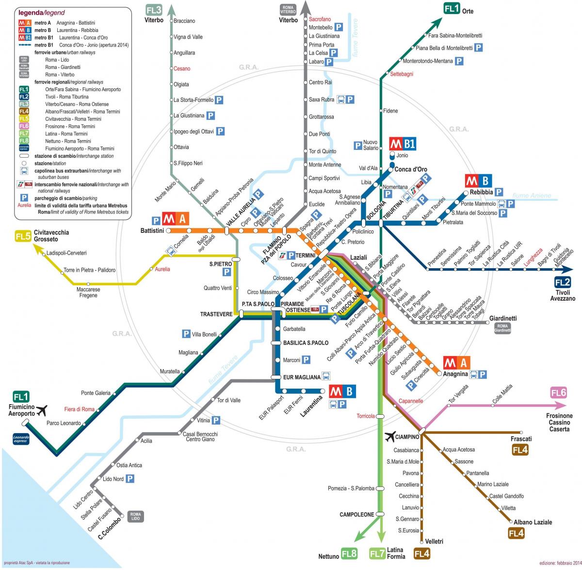 Kaart van Rome rail