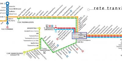 Kaart van Rome tram 19 