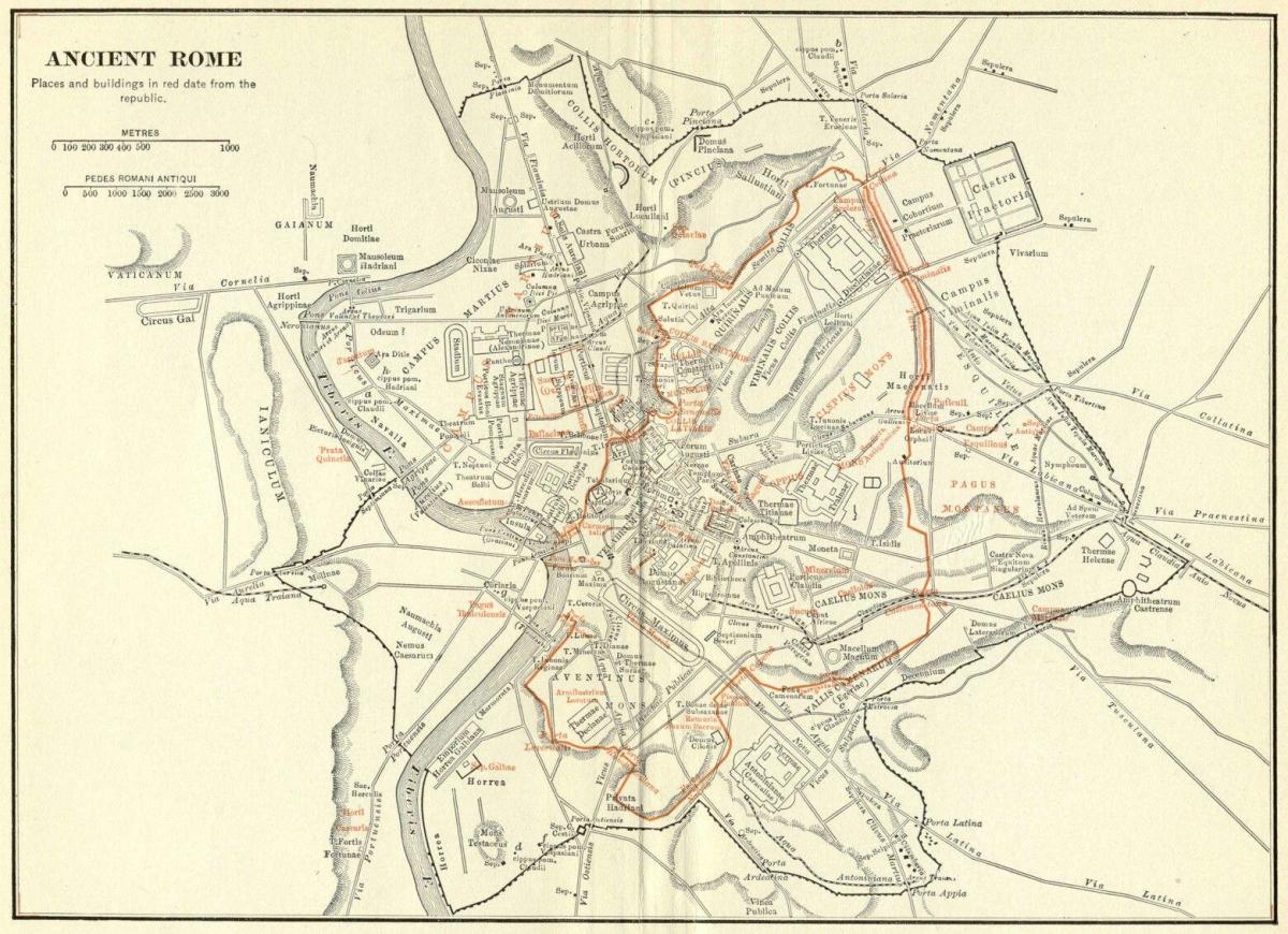 vintage kaart van Rome