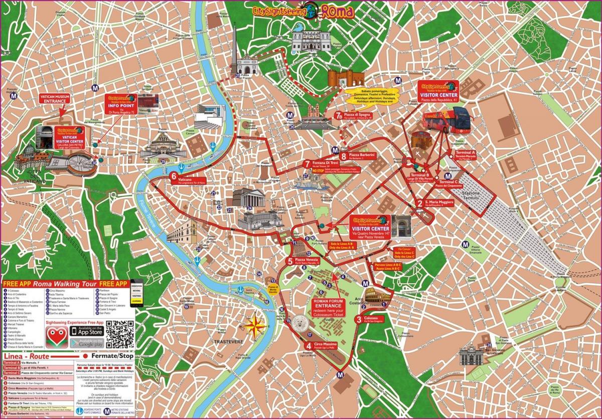 hop on hop off Rome Italië kaart bekijken