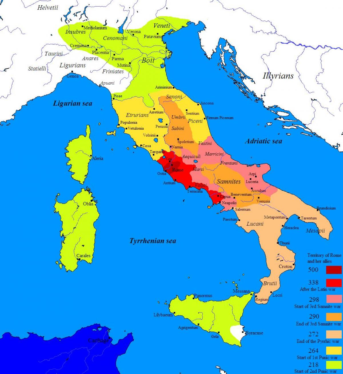 Kaart van het oude Rome en de omliggende gebieden