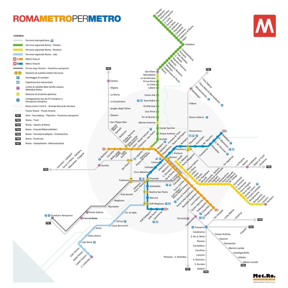 Kaart van metrostation Rome
