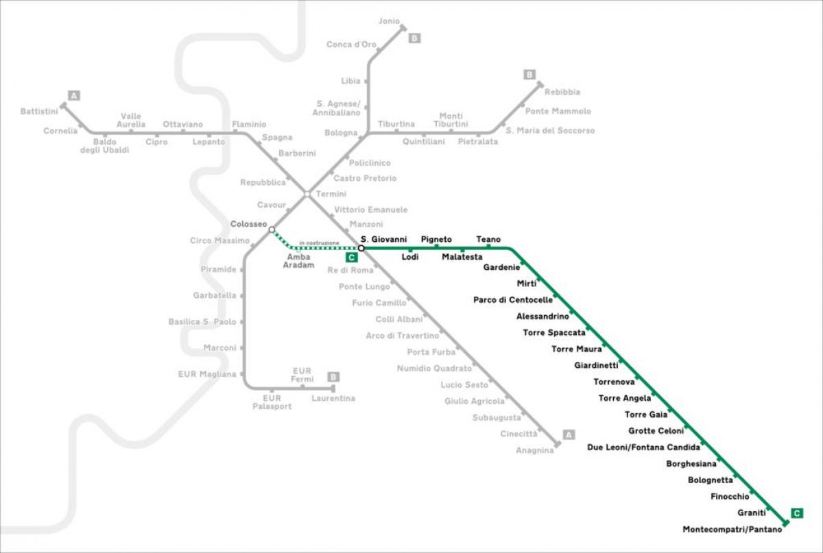 Kaart van Rome metro lijn c