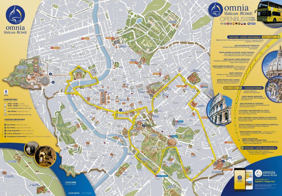Kaart van Rome open tour bus route 