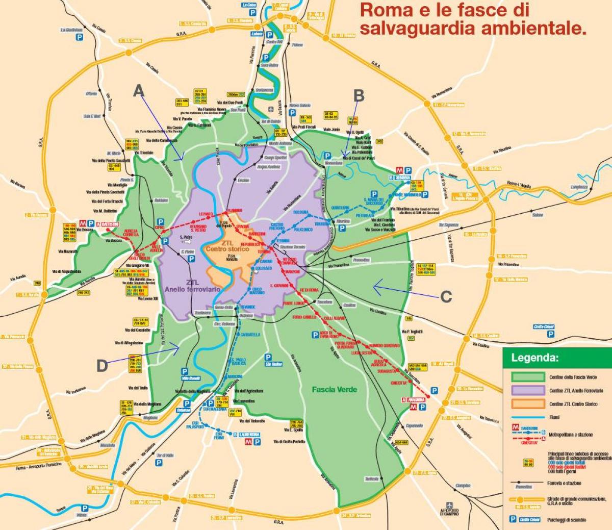 Kaart van Rome parkeergelegenheid