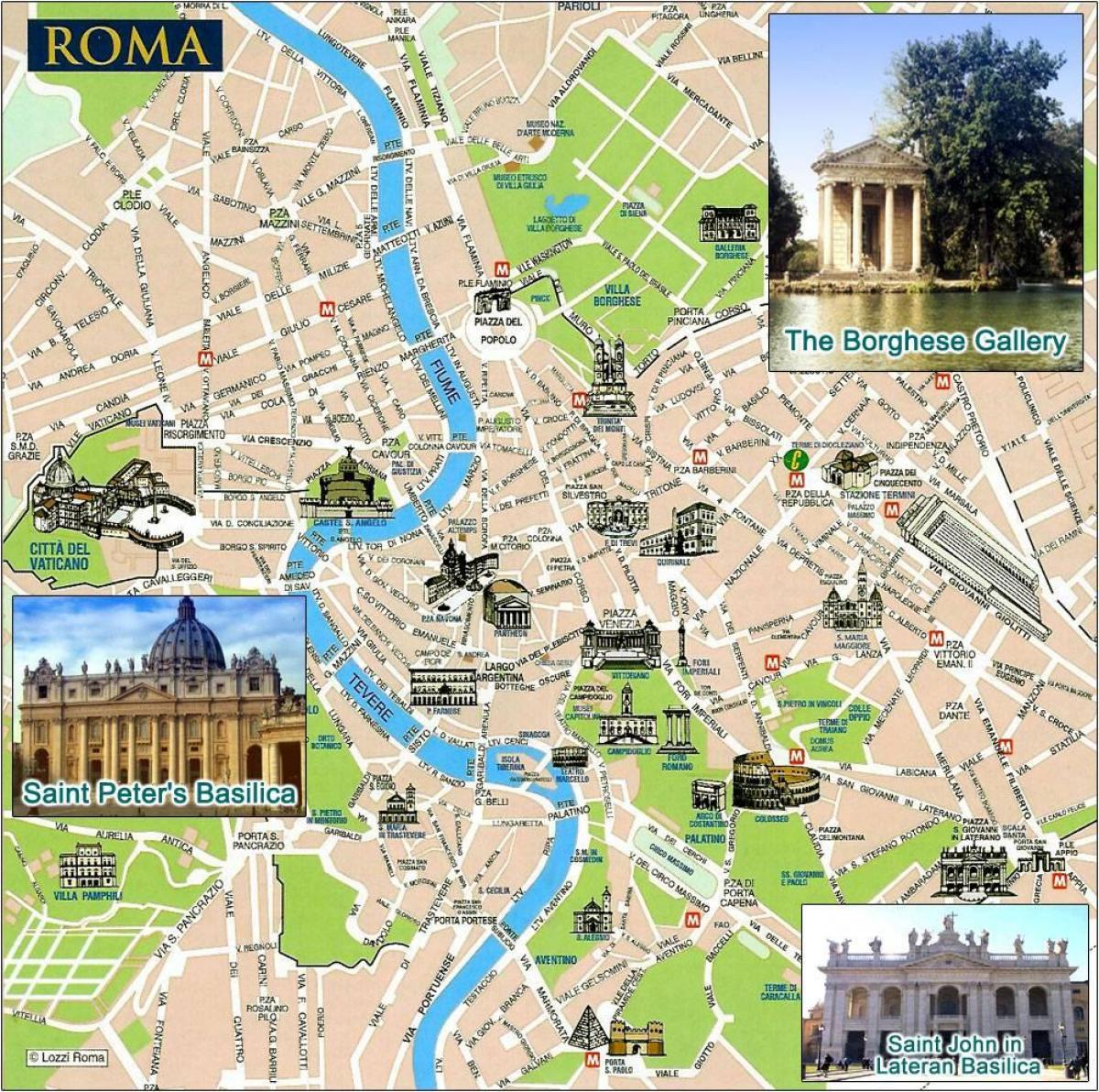 Kaart van Rome punten van belang