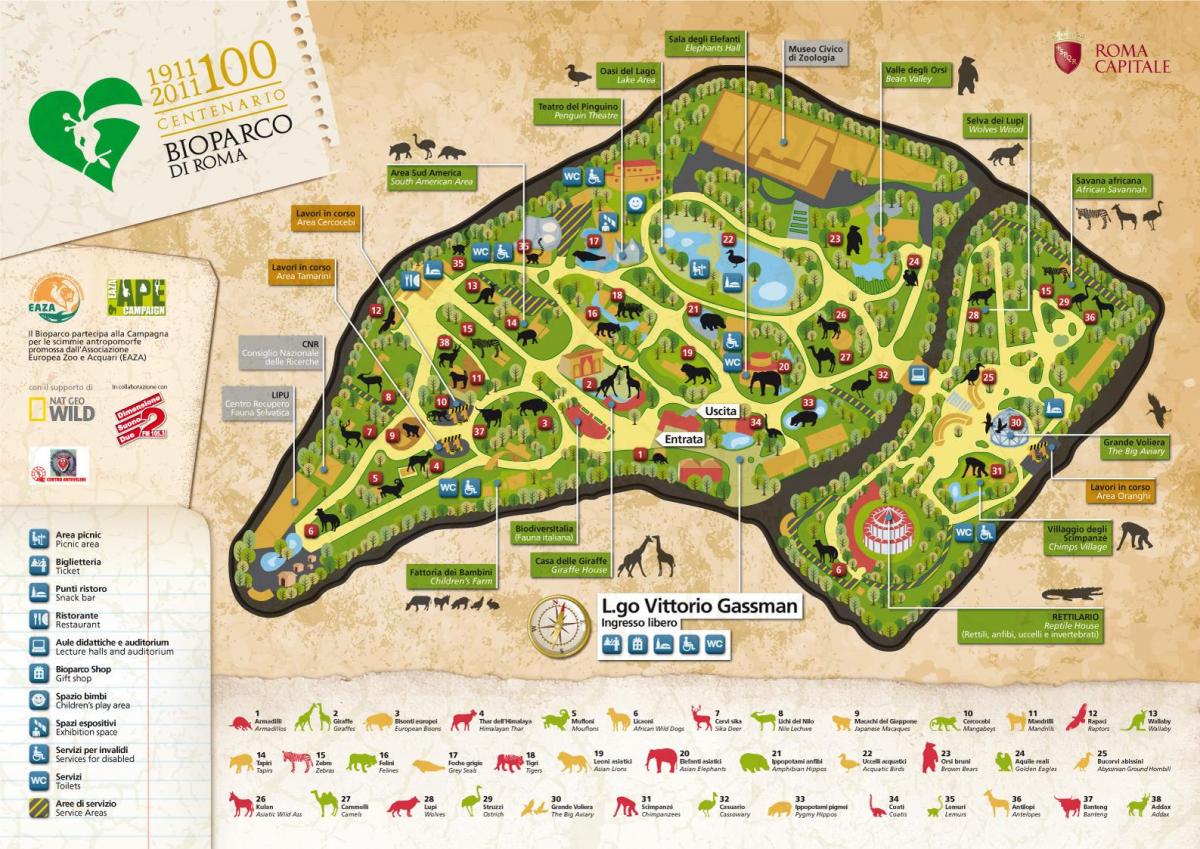 Kaart van Rome zoo 