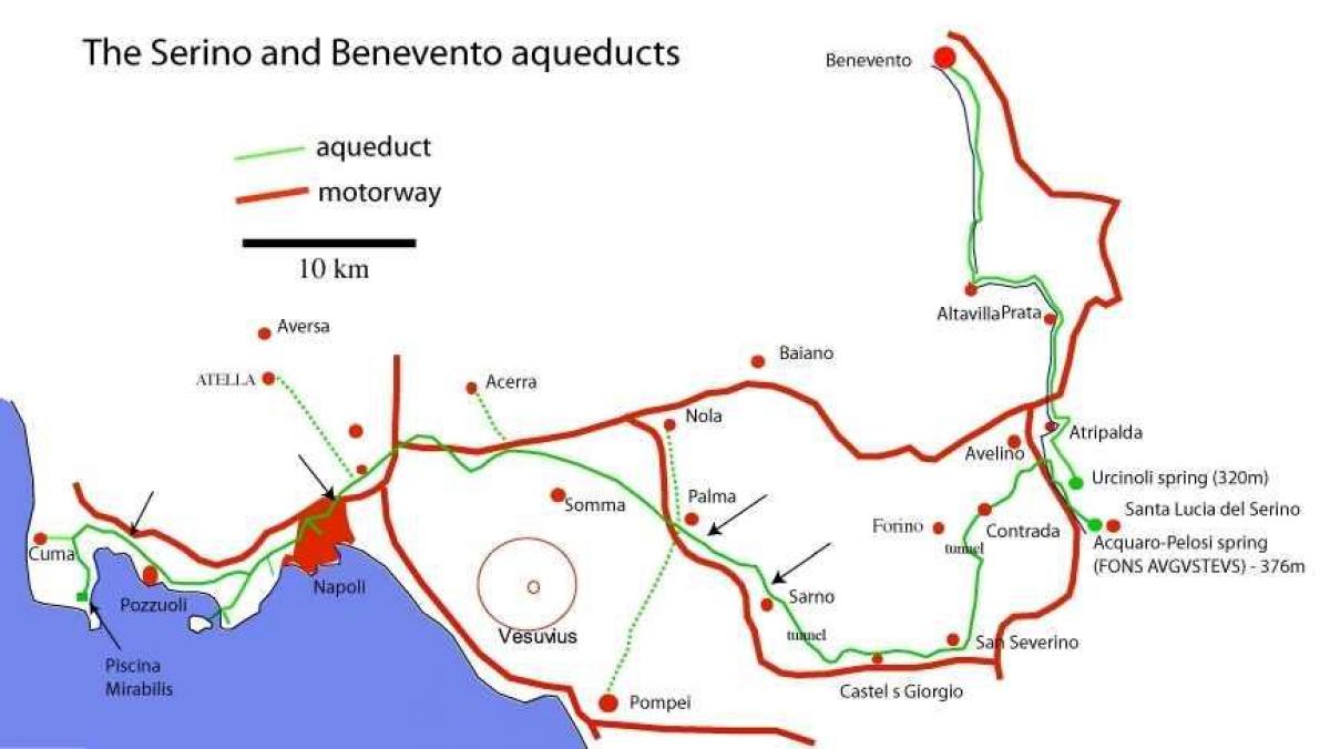 Kaart van de Romeinse aquaducten 