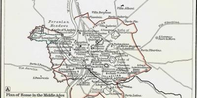 Kaart van het middeleeuwse Rome