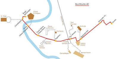 Kaart van Rome bus 40 route