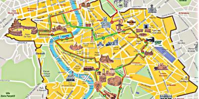 Rome hop-on-hop-off bus tour route kaart