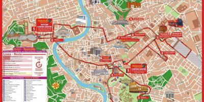 Rome city sightseeing bus route kaart